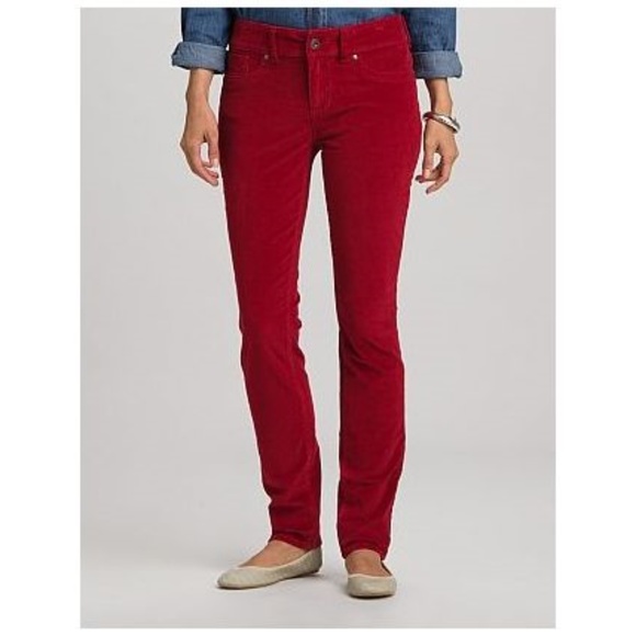 ROZ & ALI Woman Red Skinny Corduroy Pants [F5] - Picture 7 of 7
